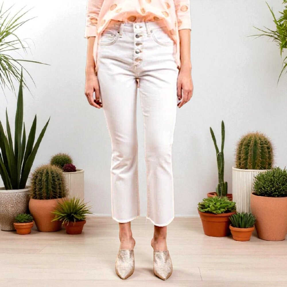 Veronica Beard white Carolyn baby boot high rise jeans W's 28"